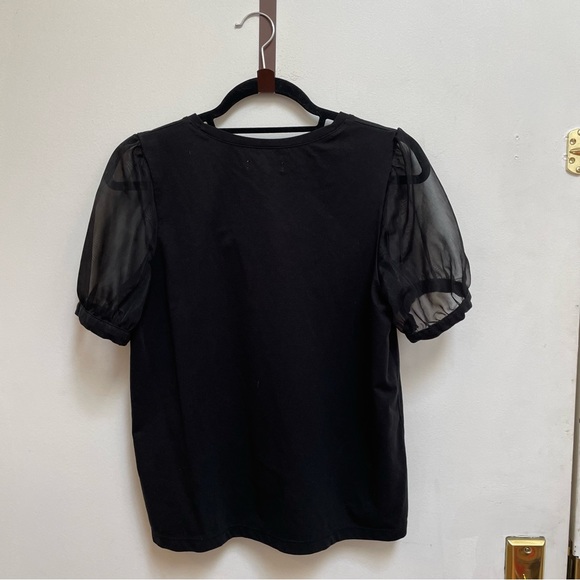 Madewell Sheer Short Sleeve Knit T Shirt in Black Size Medium - Picture 6 of 6